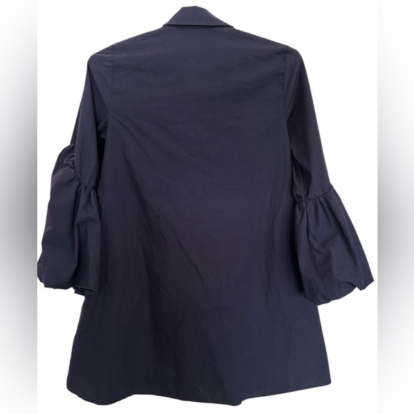 Zara floral embroidery dark blue tunic mini dress, S, statement ballon sleeves - Picture 7 of 9